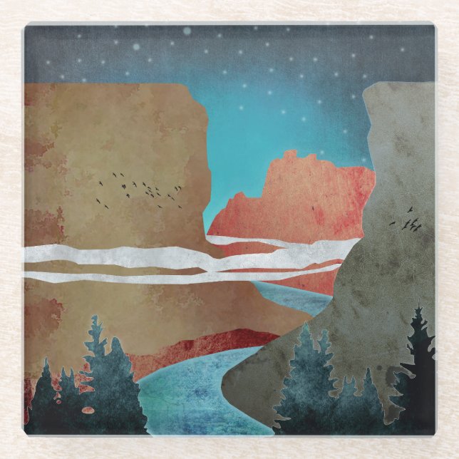 Canyon Birds Glass Coaster (Front)