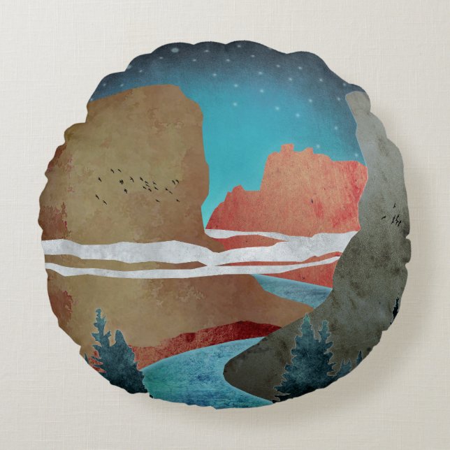 Canyon Birds Round Cushion (Front)