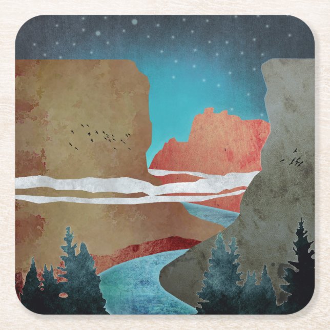 Canyon Birds Square Paper Coaster (Front)