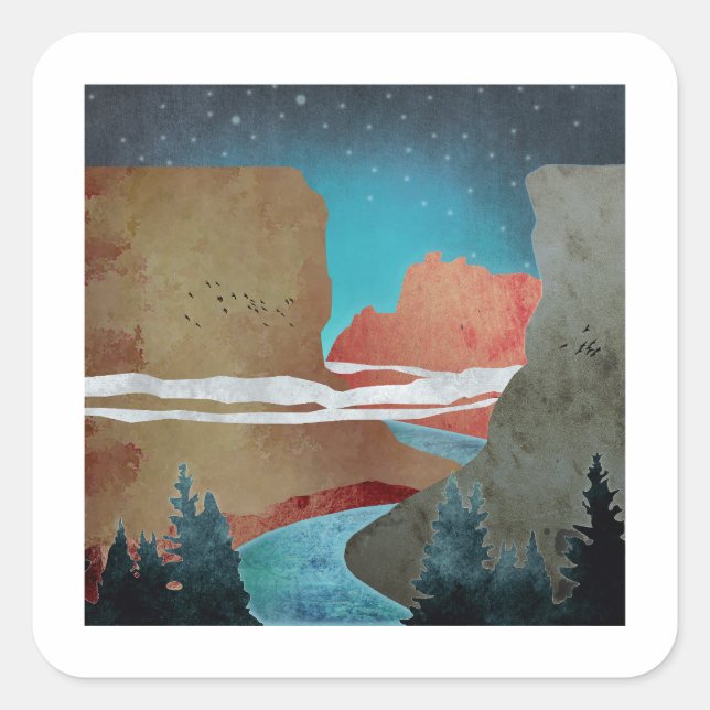 Canyon Birds Square Sticker (Front)