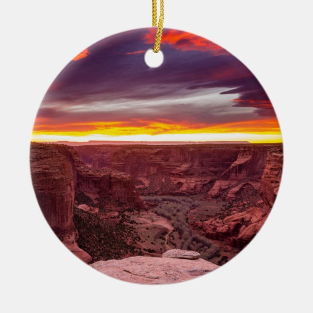 Canyon de Chelly, sunset, Arizona Ceramic Tree Decoration (Front)