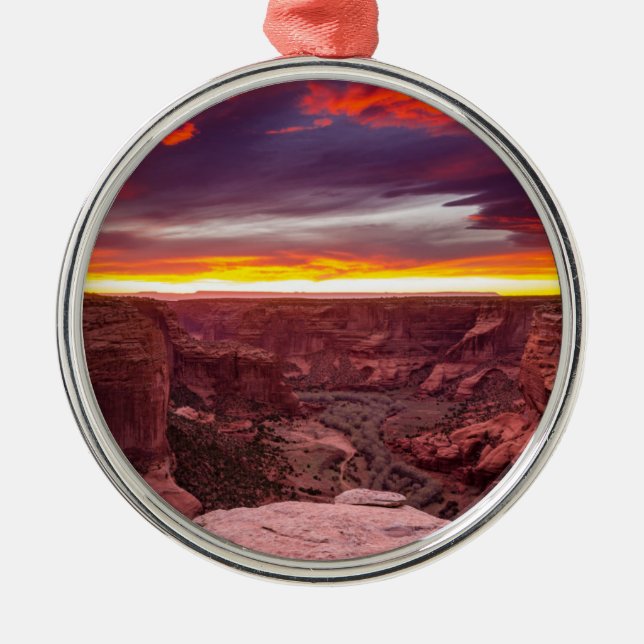 Canyon de Chelly, sunset, Arizona Metal Tree Decoration (Front)