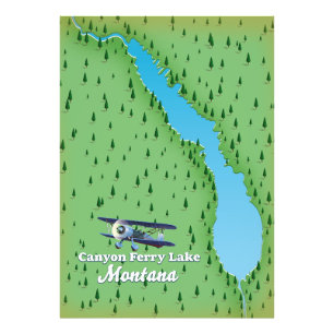 Canyon Ferry Lake Montana lake map Photo Print