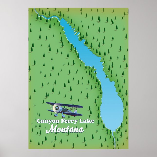 Canyon Ferry Lake Montana lake map Poster (Front)