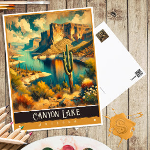 Canyon Lake, Arizona Vintage Painting Postcard