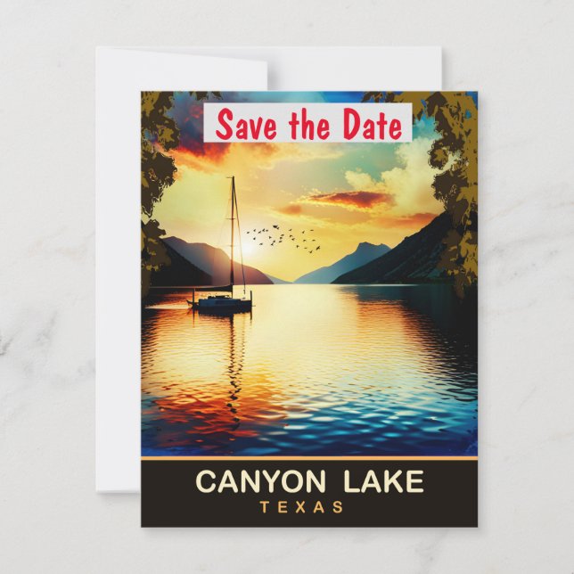 Canyon Lake Texas Sailing Wedding Invitation (Front)