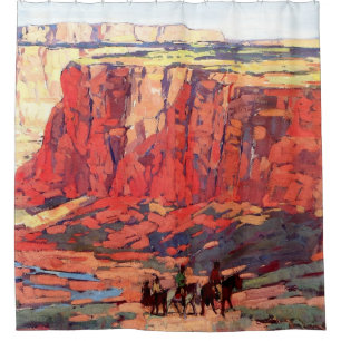 “Canyon Riders” Western art by Edgar Payne Shower Curtain