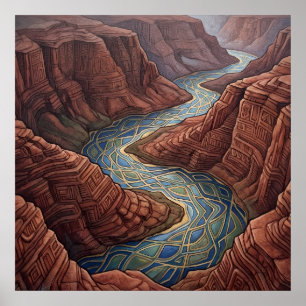 Canyon River Energy Path Spiritual Wall Art Poster