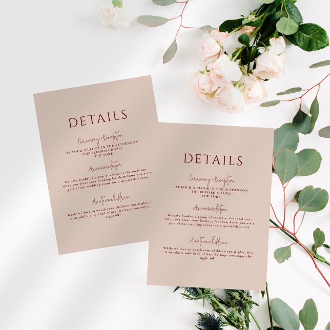 Canyon Rose Minimalist Wedding Details Enclosure Card (Creator Uploaded)