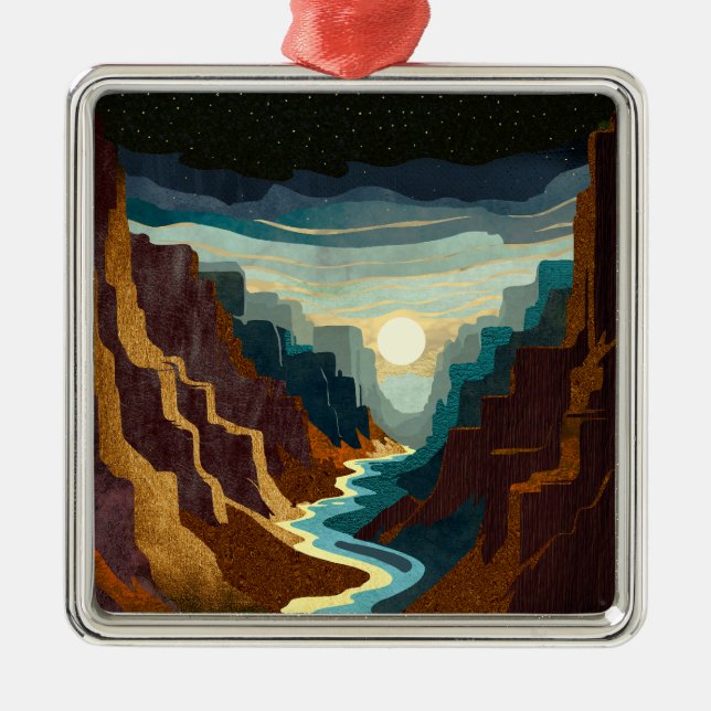 Canyon Sunset Landscape Metal Tree Decoration (Front)