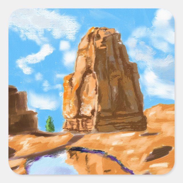 Canyon Symphony: A Vibrant Ode to the Grand Square Sticker (Front)