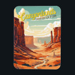 Canyonlands National Park Illustration Retro Magnet<br><div class="desc">Canyonlands vector art design. The park is known for its dramatic desert landscape carved by the Colorado River. Island in the Sky is a huge,  flat-topped mesa with panoramic overlooks.</div>