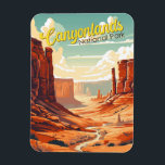Canyonlands National Park Illustration Retro Magnet<br><div class="desc">Canyonlands vector art design. The park is known for its dramatic desert landscape carved by the Colorado River. Island in the Sky is a huge,  flat-topped mesa with panoramic overlooks.</div>