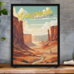 Canyonlands National Park Illustration Retro Poster<br><div class="desc">Canyonlands vector art design. The park is known for its dramatic desert landscape carved by the Colorado River. Island in the Sky is a huge,  flat-topped mesa with panoramic overlooks.</div>