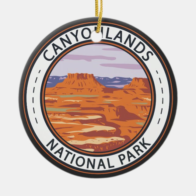 Canyonlands National Park Island In the Sky Badge Ceramic Tree Decoration (Front)