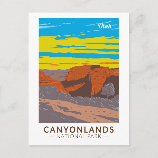 Canyonlands National Park Moab Travel Art Vintage Postcard (Front)