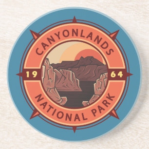Canyonlands National Park Retro Compass Emblem Coaster