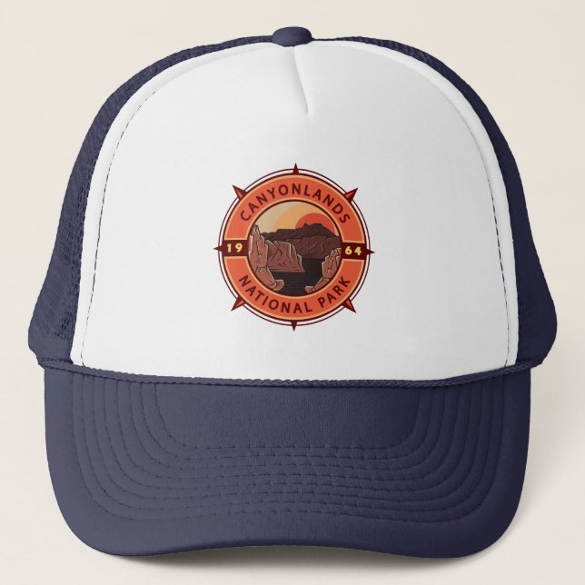 Canyonlands National Park Retro Compass Emblem Trucker Hat (Front)