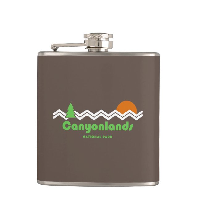 Canyonlands National Park Retro Hip Flask (Front)