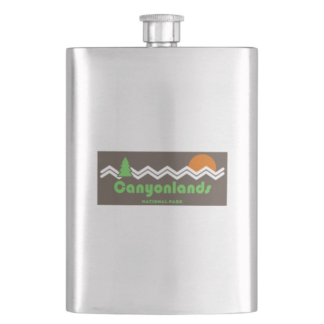  Canyonlands National Park Retro Hip Flask (Front)