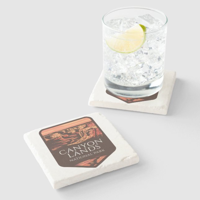 Canyonlands National Park Sunset Emblem Stone Coaster (Side)