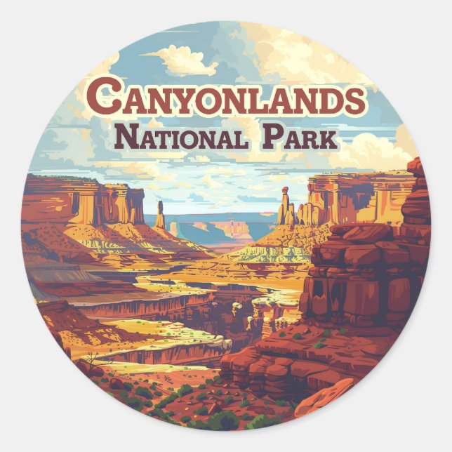 Canyonlands National Park Utah Moab Retro Classic Round Sticker (Front)