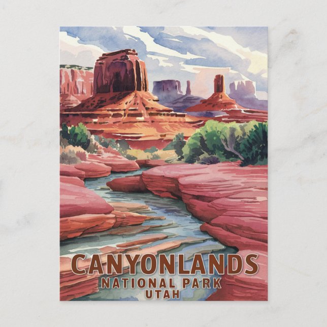 Canyonlands National Park Watercolor Landscape Holiday Postcard (Front)