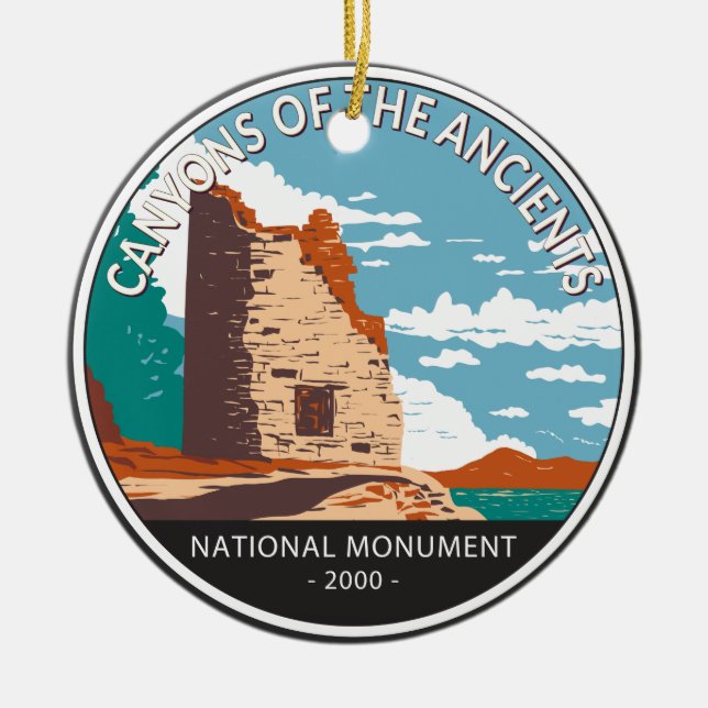 Canyons of the Ancients National Monument Circle Ceramic Tree Decoration (Front)