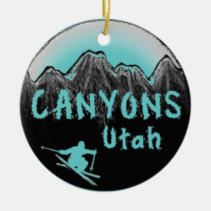Canyons Utah skier Ceramic Tree Decoration