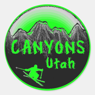 Canyons Utah skier Classic Round Sticker