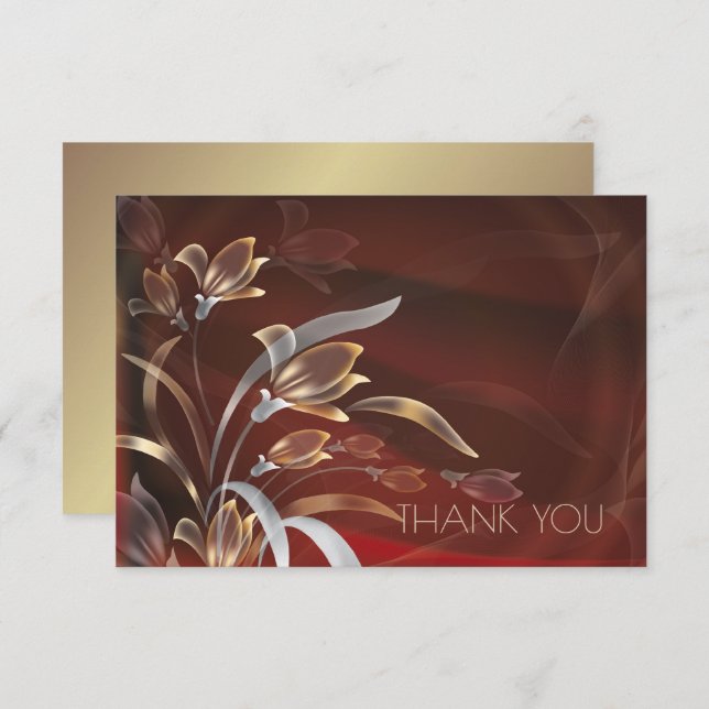 Caoba Gold Floral  Thank You Anniversary Card (Front/Back)