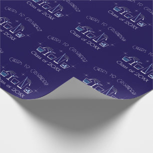Cap and Cocktail Graduation Party Navy Blue Wrapping Paper