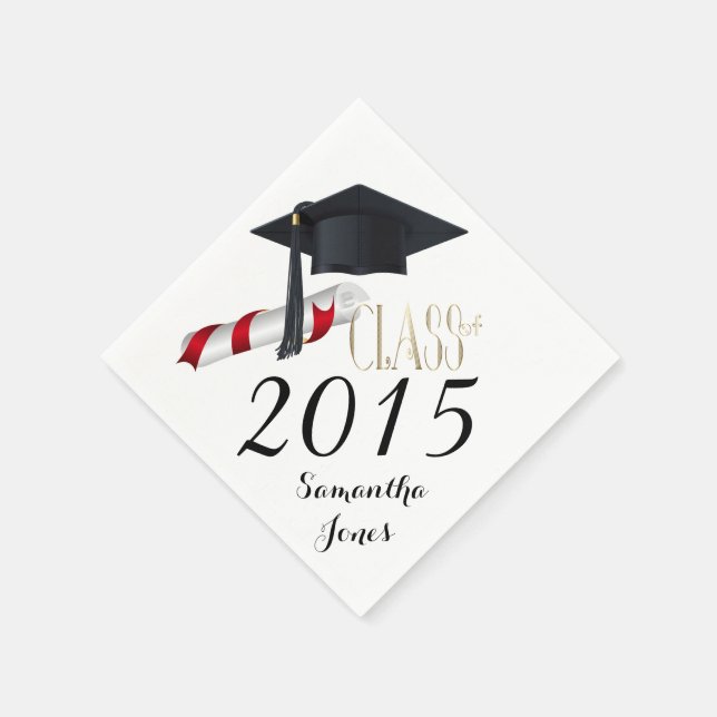 Cap and Diploma 2015 Graduation Party Napkins (Corner)
