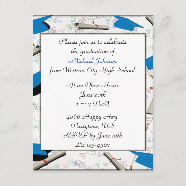 Cap and Diploma Border Graduation Invitation (Front)