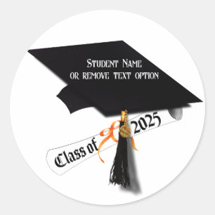 Cap and Diploma Class of 2025 Graduation Classic Round Sticker