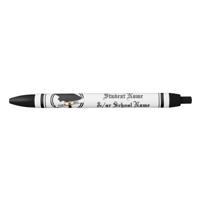 Cap and Diploma Class of 2027 Graduation  Black Ink Pen (Front)