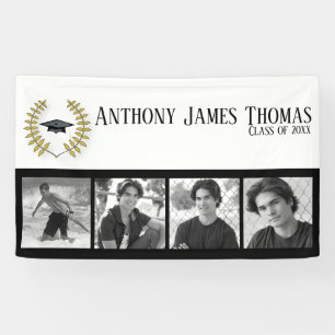 Cap and Leaves Grad Banner 3' x 5 '