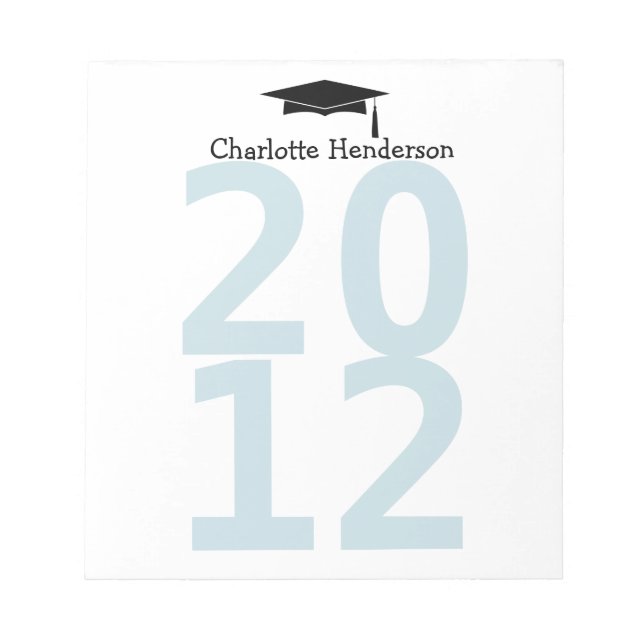 Cap and tassel blue class year organised student notepad (Front)
