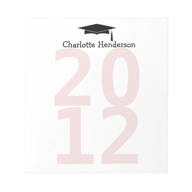 Cap and tassel pink class year organized student notepad (Front)