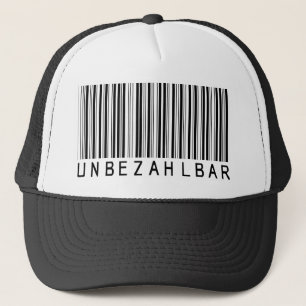 Cap barcode black "UNBEZAHLBAR" german