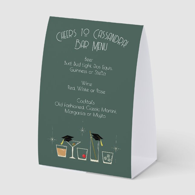 Cap Cocktail Graduation Party Bar Menu (Front)