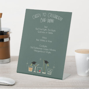 Cap Cocktail Graduation Party Bar Menu Pedestal Sign