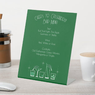 Cap Cocktail Graduation Party Dark Green Bar Menu Pedestal Sign