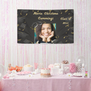 Cap & Confetti Graduation Banner