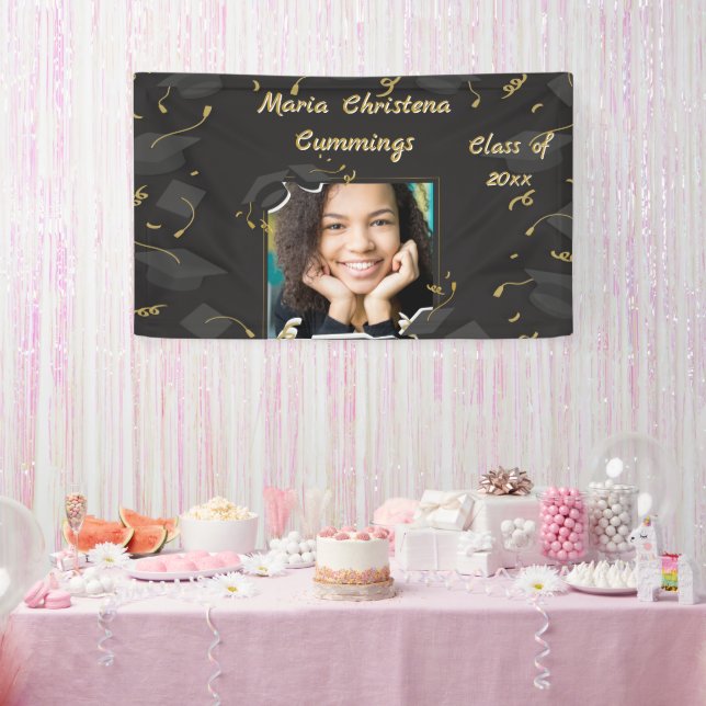 Cap & Confetti Graduation Banner (Party)