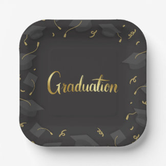 Cap & Confetti Graduation Paper Plate