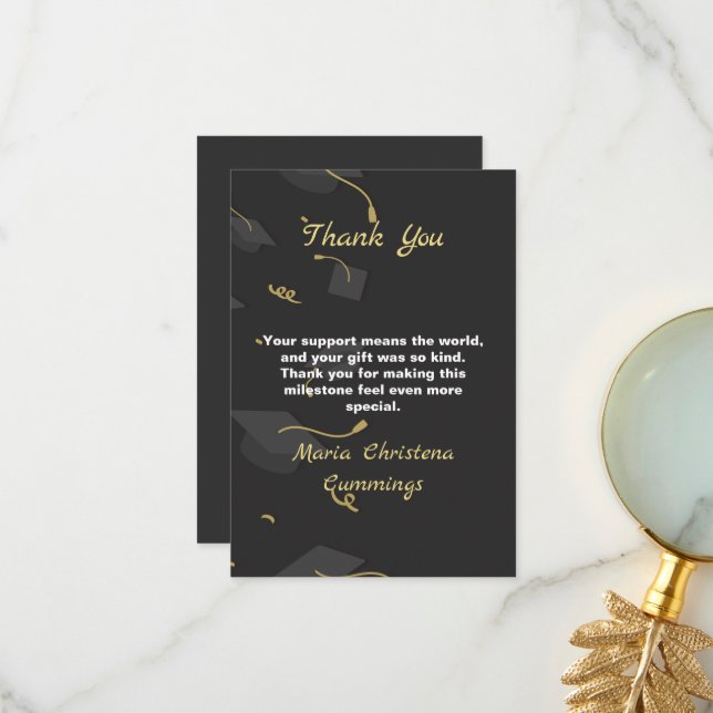 Cap & Confetti Graduation Thank You Card (Front/Back In Situ)