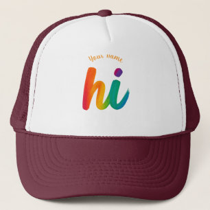 Cap Custom Name Brush Art Hat – White & Maroon