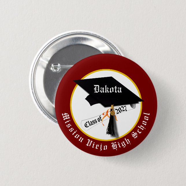 Cap Diploma Class of 2027 Graduation 6 Cm Round Badge (Front & Back)