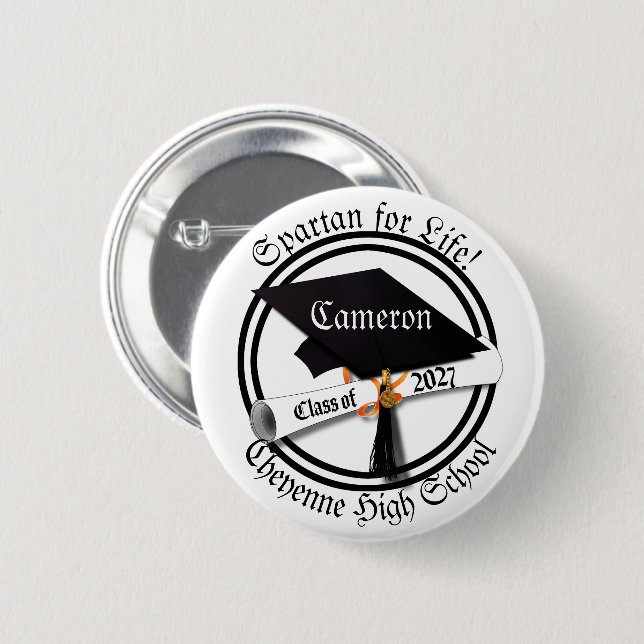 Cap Diploma Class of 2027 Graduation 6 Cm Round Badge (Front & Back)